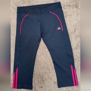 Black Adidas Leggings with Pink Stripe